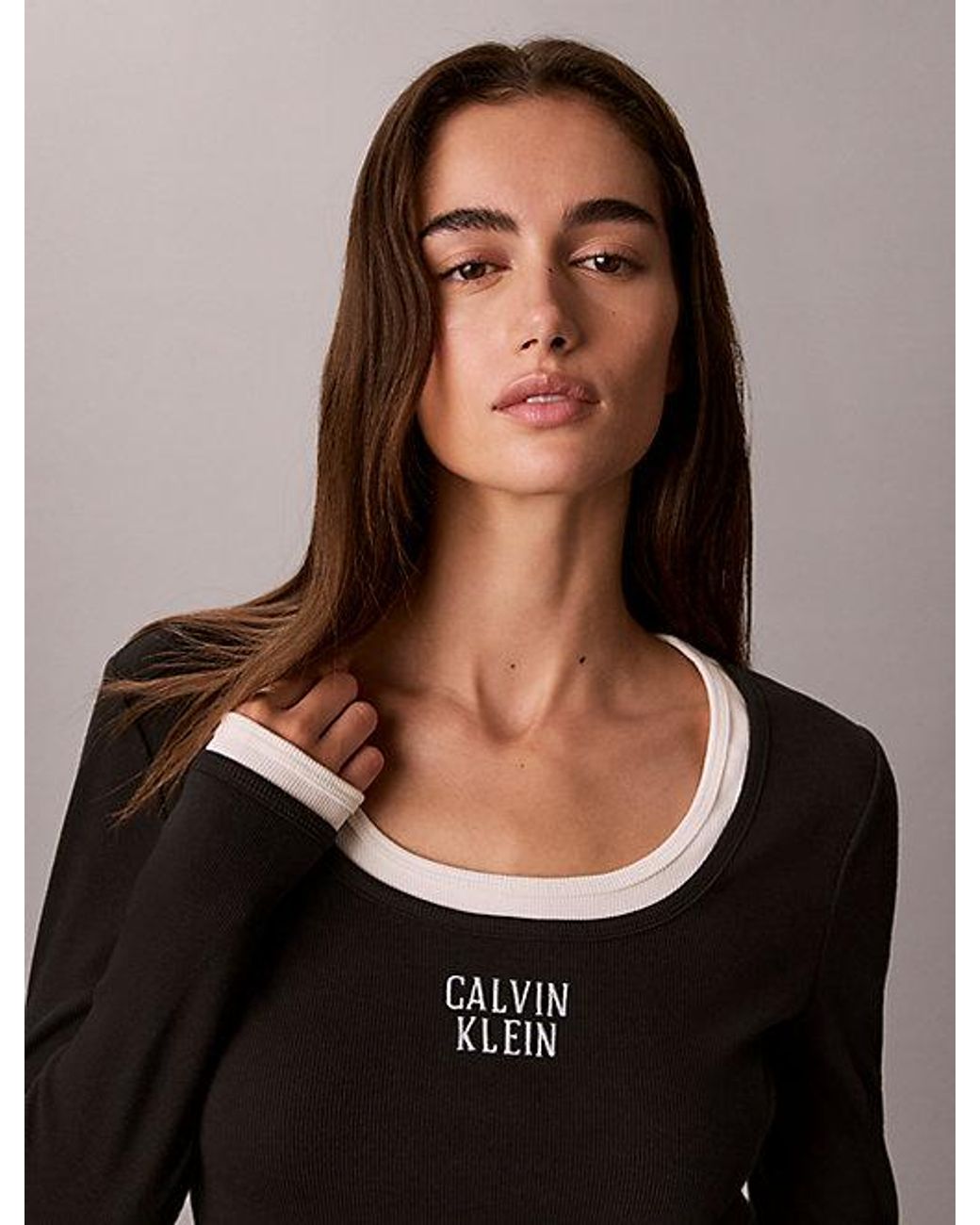 Calvin Klein Black Jeans Logo Graphic Rib Mini Dress