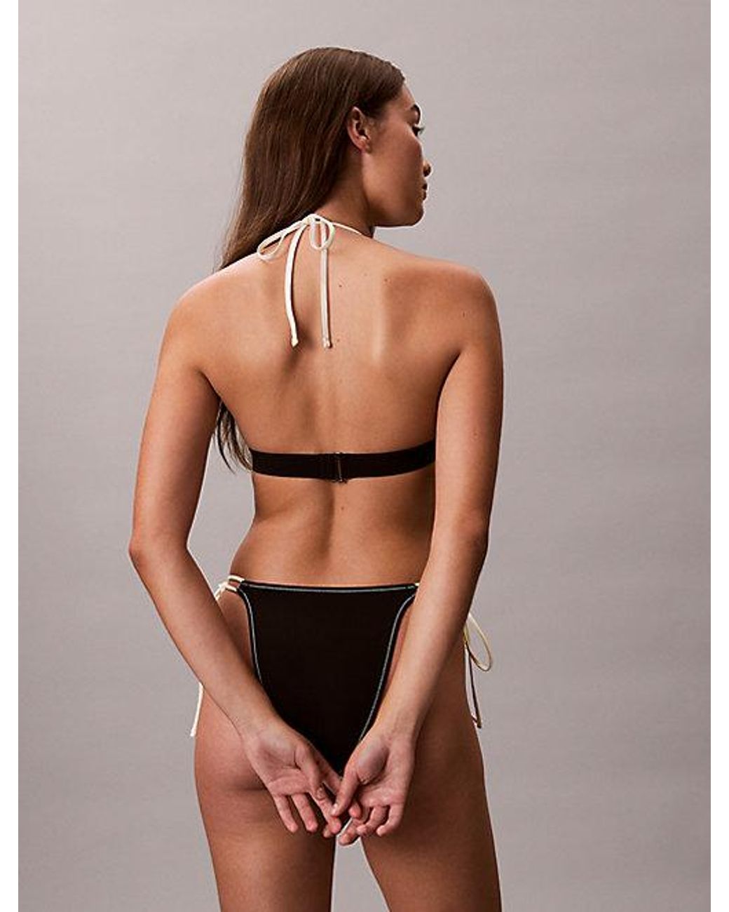 Calvin Klein Brown Halter Triangle Bikini Top Ck Monogram