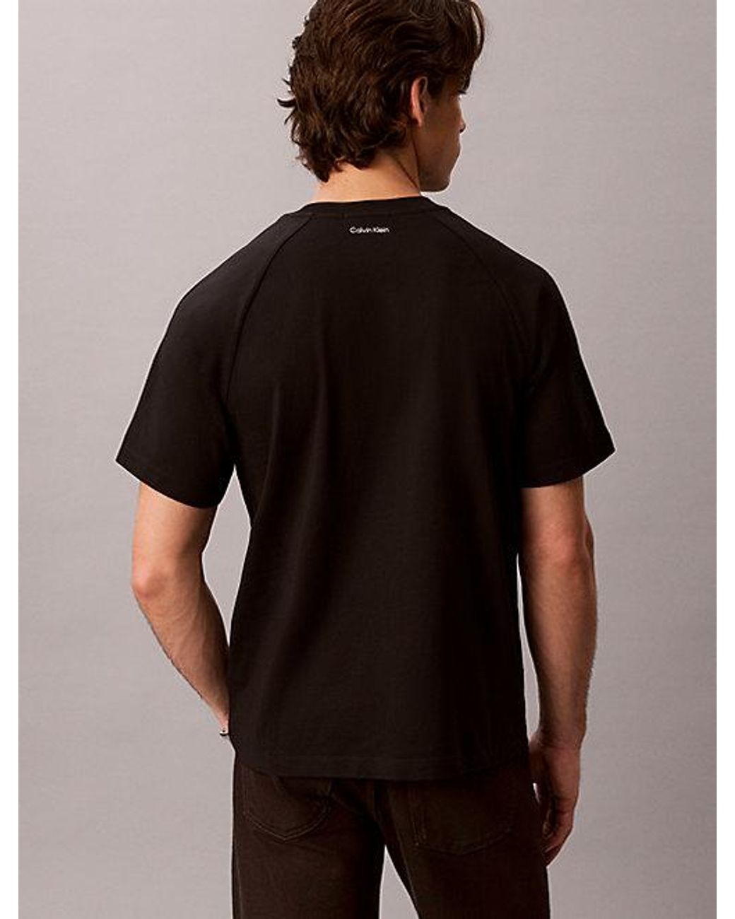 Calvin Klein Black Jeans Logo Tape T-Shirt for men