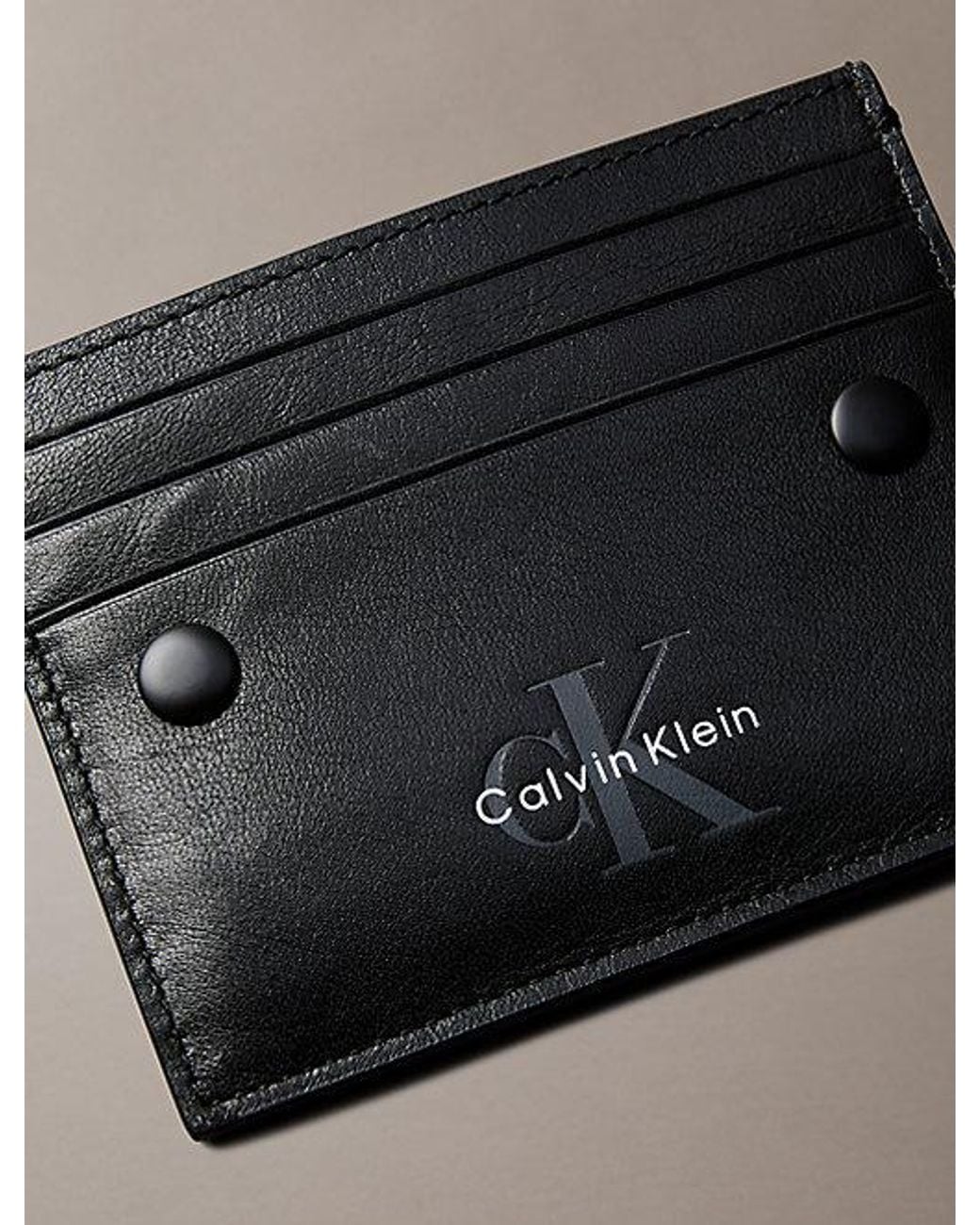 Calvin Klein Black Leather Emblem Rfid Cardholder for men