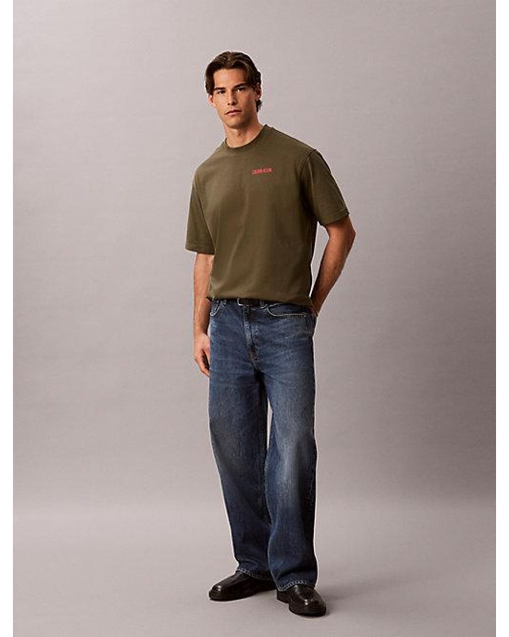 Calvin Klein Green Jeans Relaxed Calvins Or Nothing Graphic T-Shirt for men
