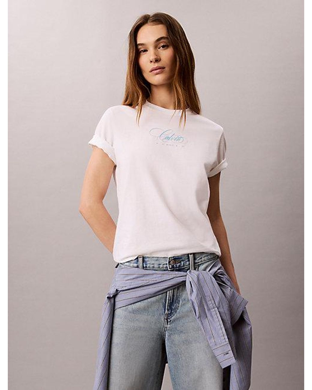Calvin Klein White Jeans Logo Classic T-Shirt