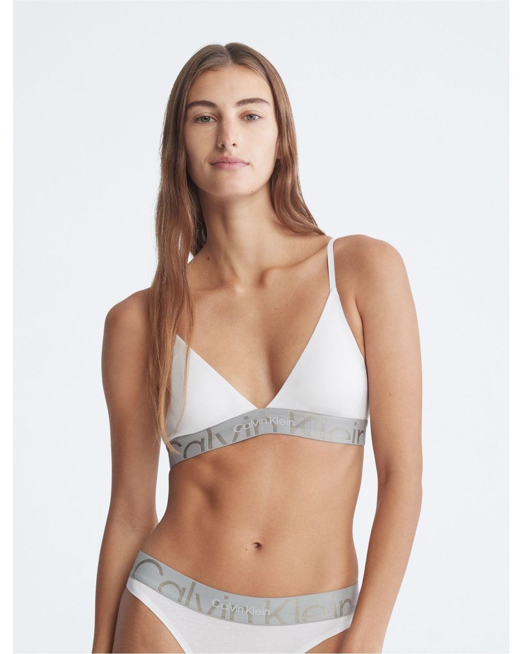 THE ICONIC - Calvin Klein Monogram Unlined Triangle Bra and Monogram Bikini  Briefs Shop it now >