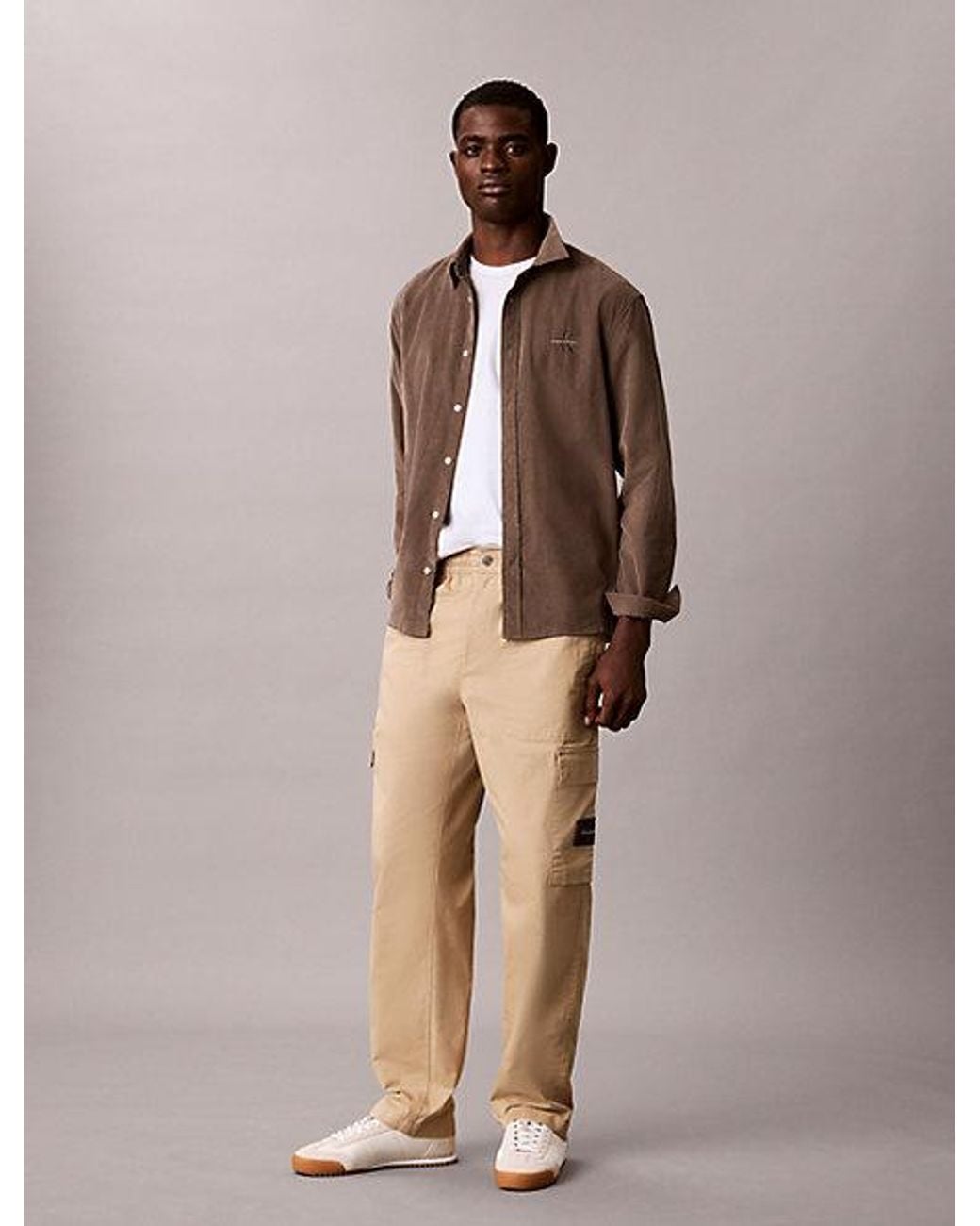 Calvin Klein Brown Jeans Comfort Cotton Relaxed Cargo Pants for men