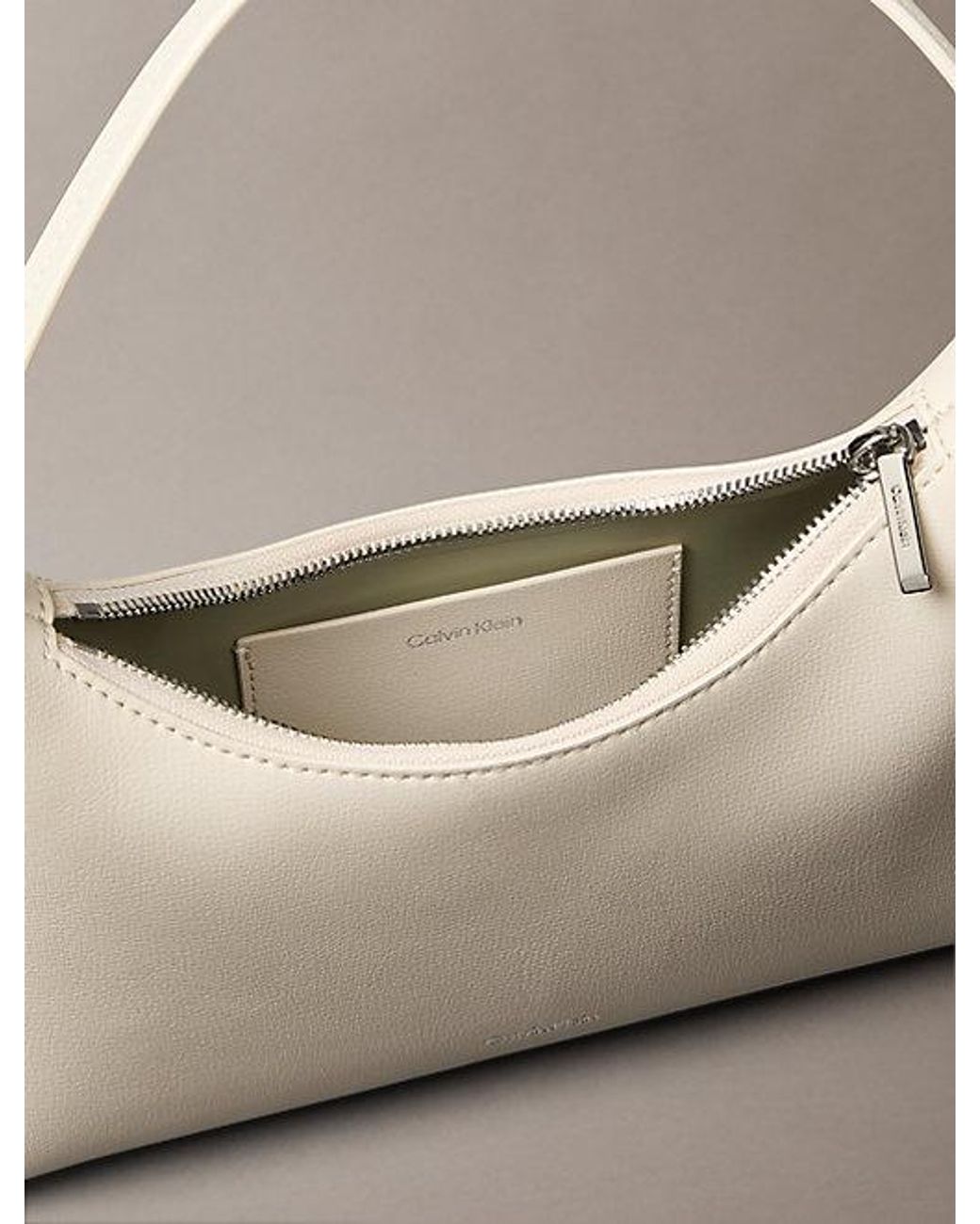 Calvin Klein Gray Foil Logo Small Shoulder Bag