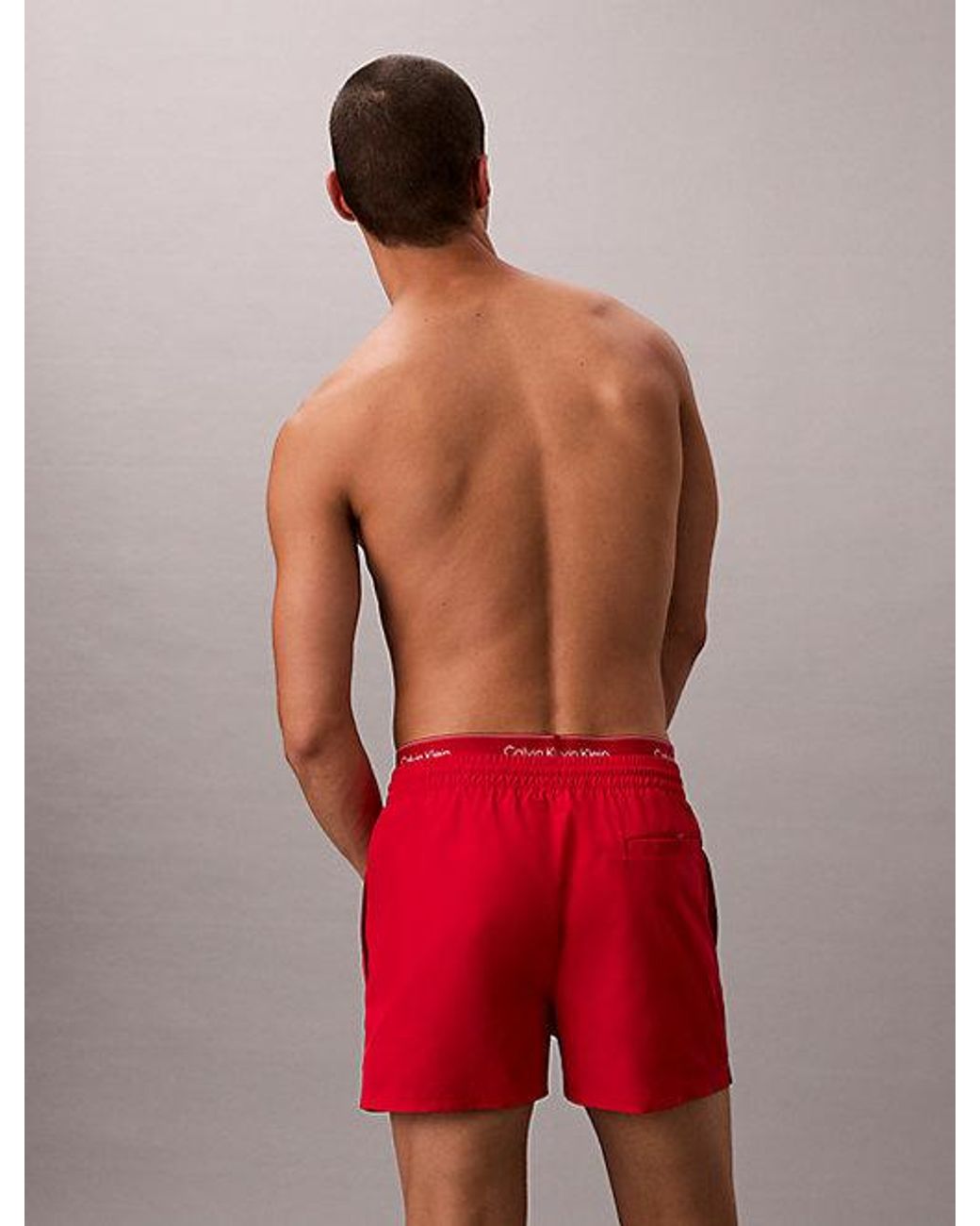 Calvin Klein Red Short Drawstring Swim Shorts Ck Essentials for men