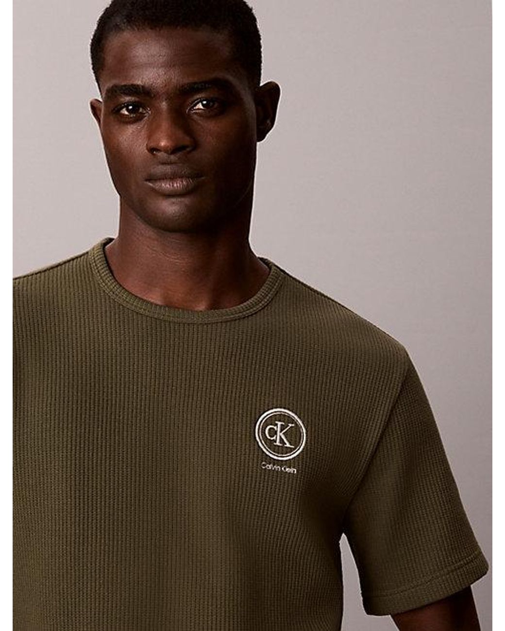 Calvin Klein Brown Brushed Waffle Pyjama T-Shirt for men
