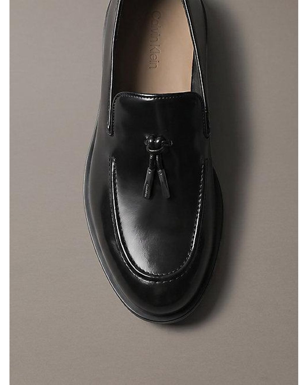 Calvin Klein Gray Theo Leather Tassle Loafers for men