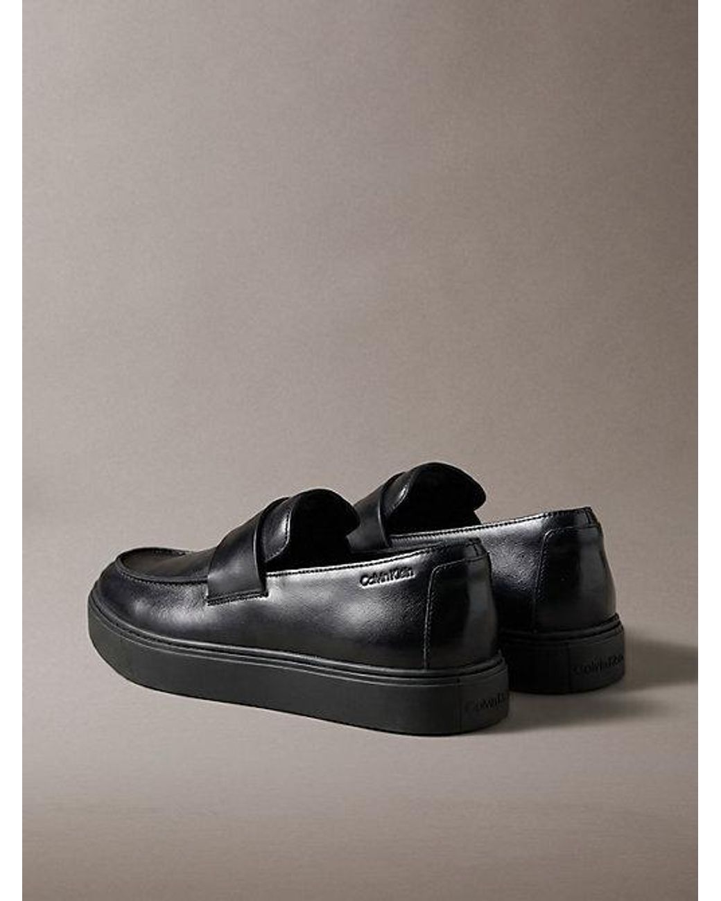 Calvin Klein Gray Leather Hybrid Cupsole Loafers for men