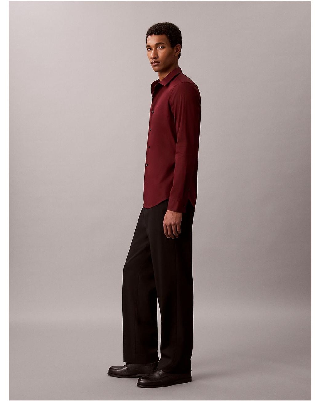Calvin Klein Red Slim Stretch Button-Down Shirt for men