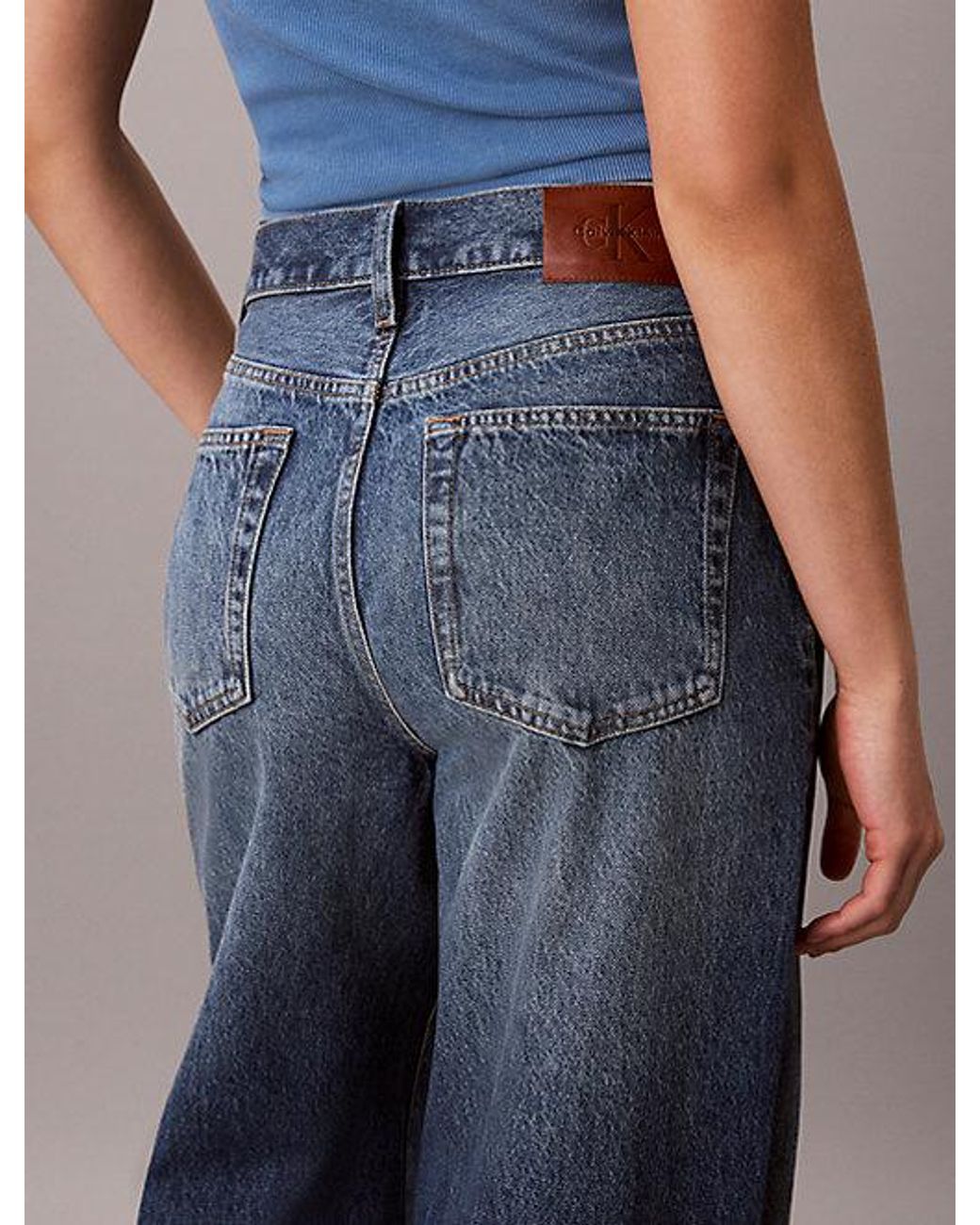 Calvin Klein Blue Jeans Wide Leg Distressed Jeans