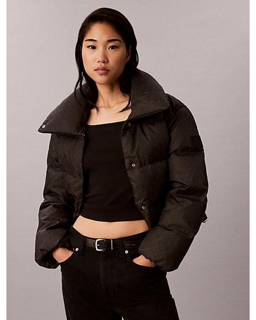 Calvin Klein Multicolor Jeans All Over Logo Down Puffer Jacket