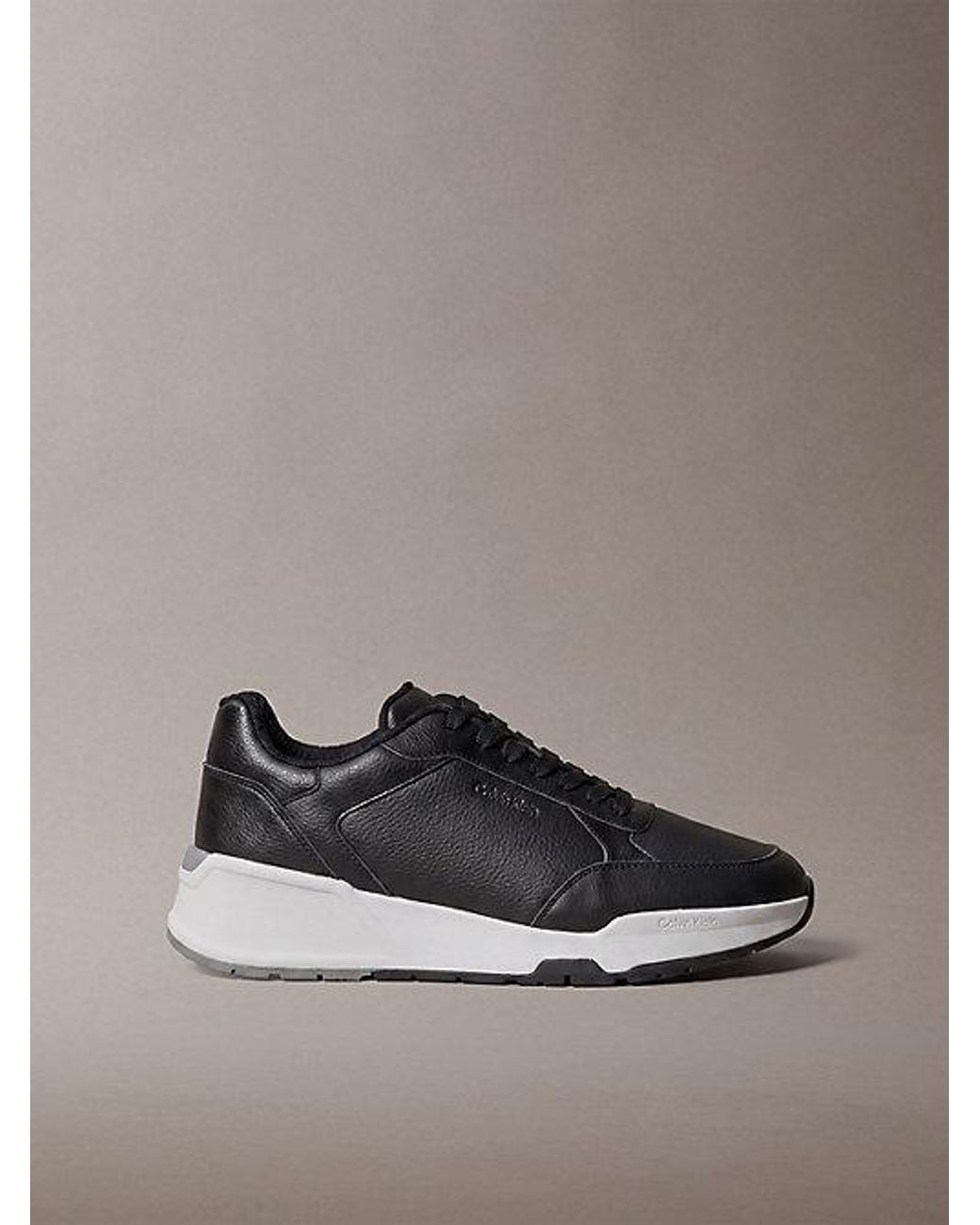 Calvin Klein Gray Leather Chunky Dad Trainers for men