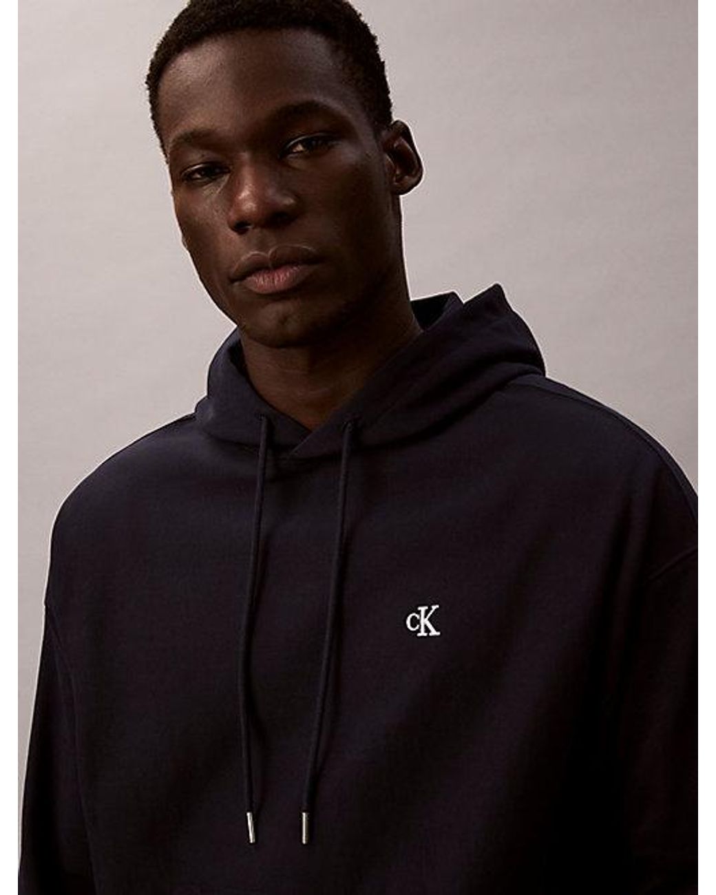 Calvin Klein Blue Jeans Relaxed Monogram Hoodie for men