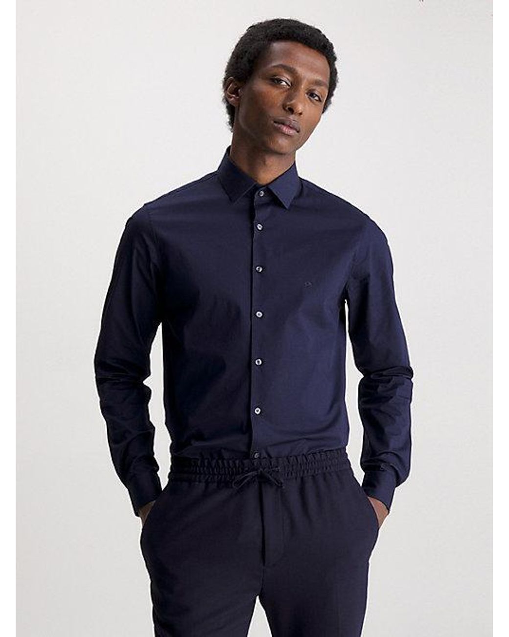 Calvin Klein Blue Slim Poplin Dress Shirt for men