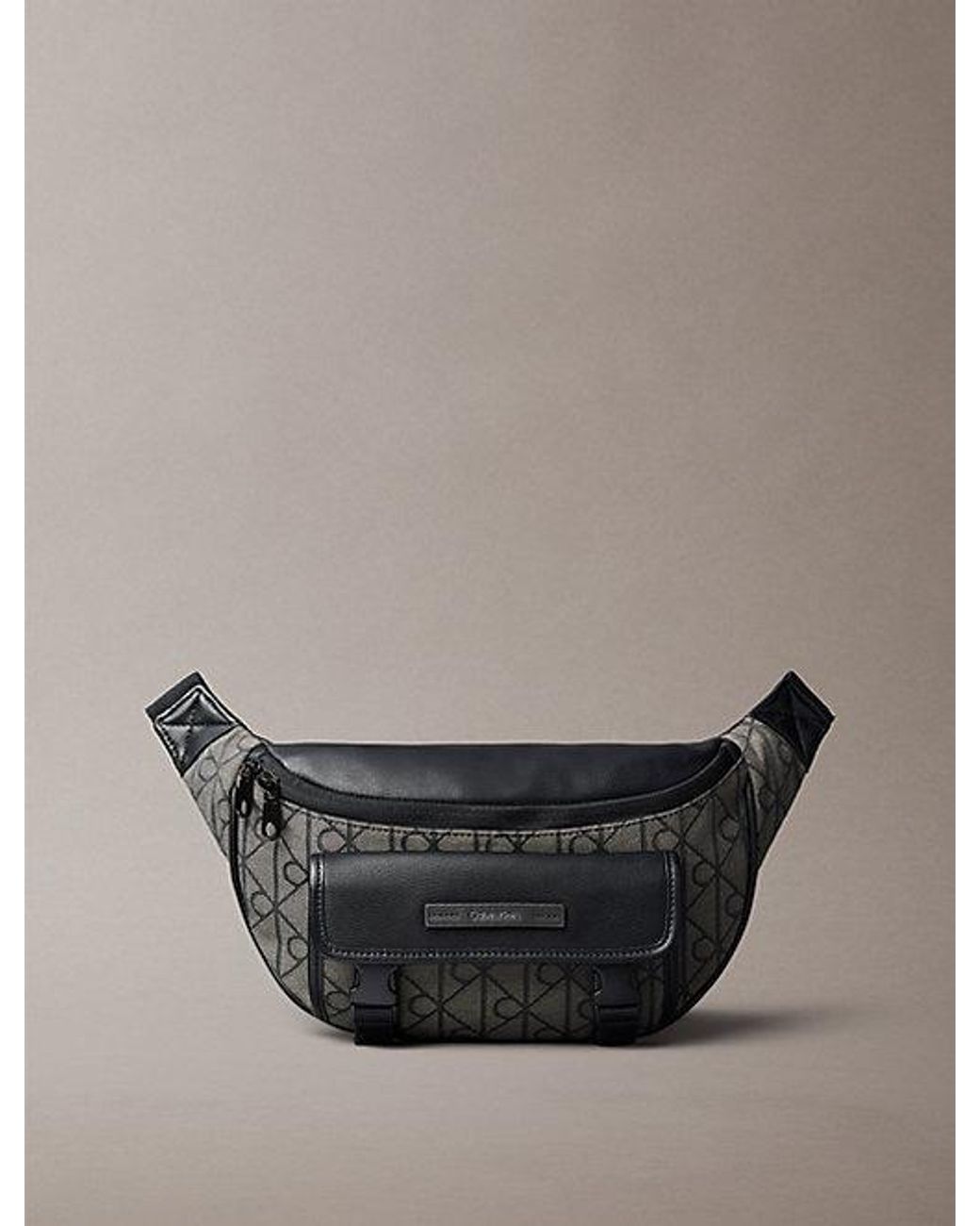 Calvin Klein Gray Water Repellent Logo Jacquard Bum Bag for men