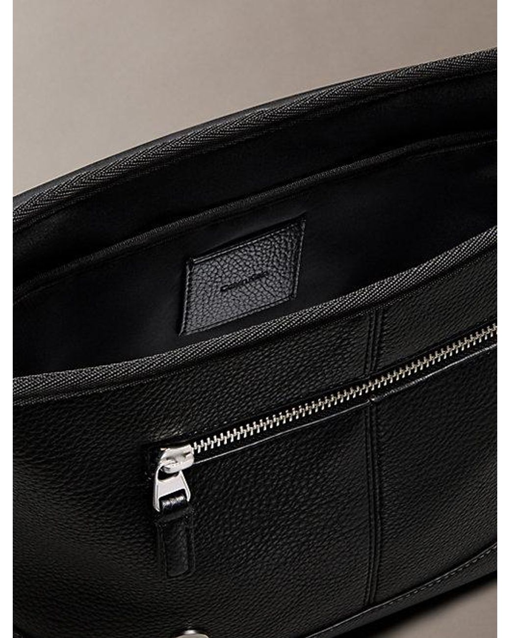 Calvin Klein Black Pebbled Signature Logo Messenger Bag for men