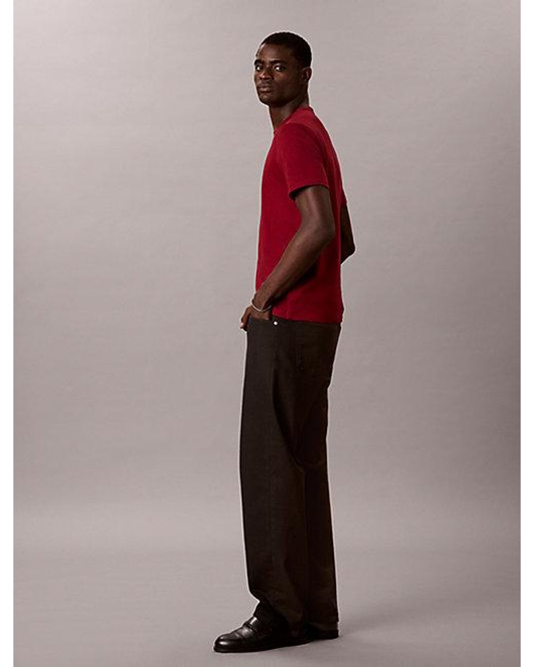 Calvin Klein Red Jeans Monogram Logo T-Shirt for men