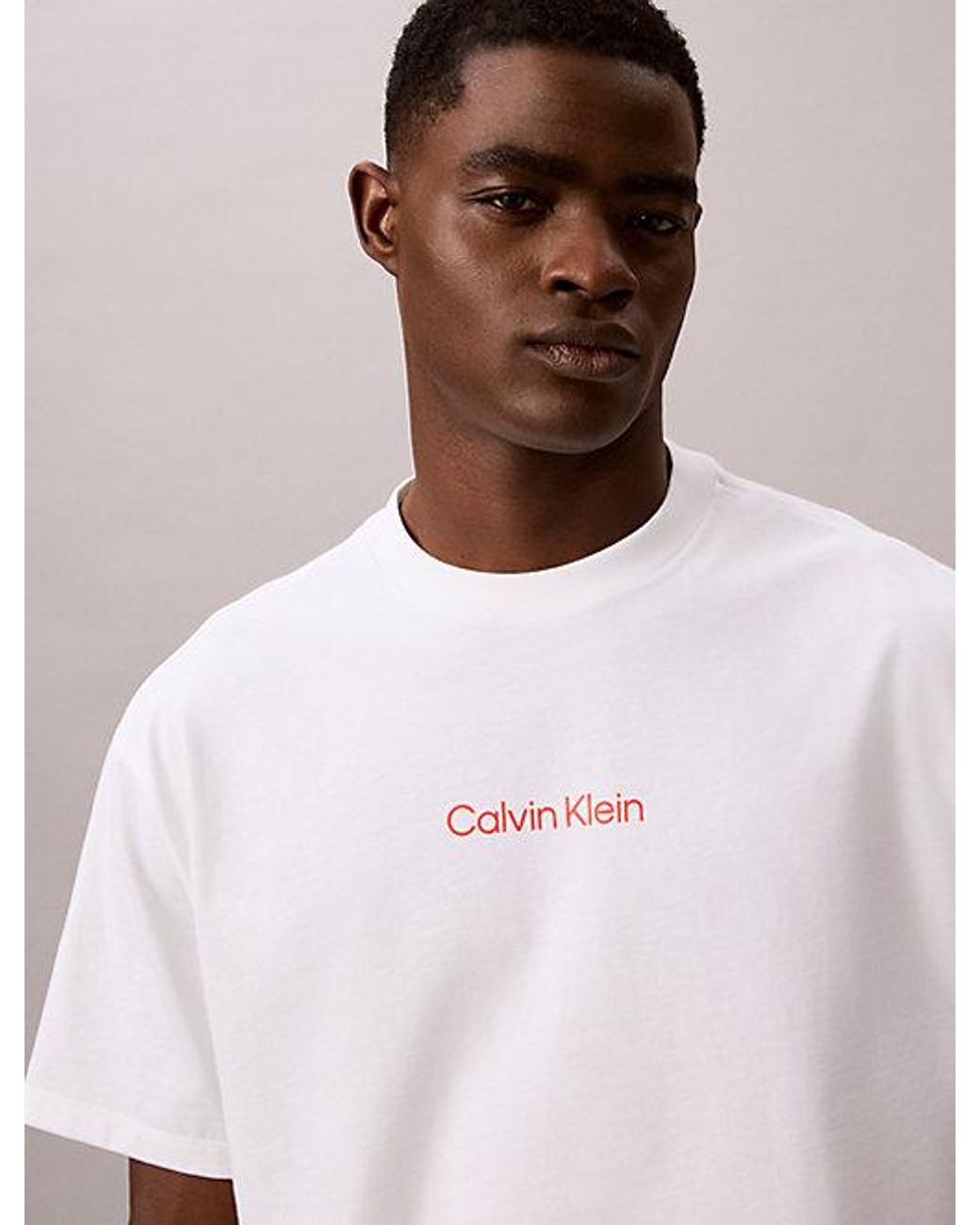 Calvin Klein White Jeans 90S Monologo Relaxed T-Shirt for men