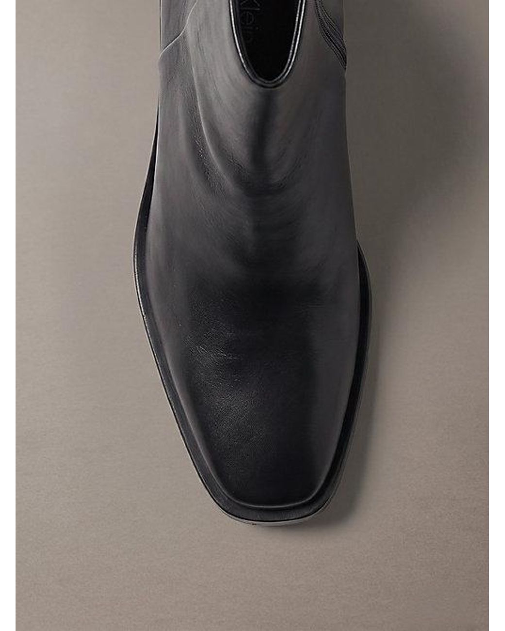 Calvin Klein Black Leather Block Heel Ankle Boots
