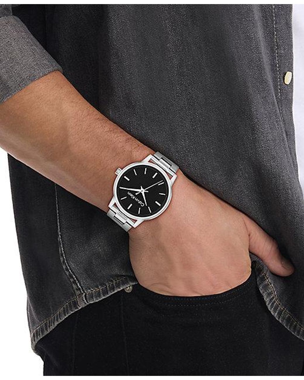 Calvin Klein Metallic Textured Dial Bracelet Watch for men