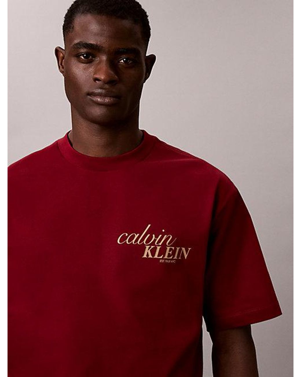 Calvin Klein Red Jeans Heavy Jersey Back Logo T-Shirt for men
