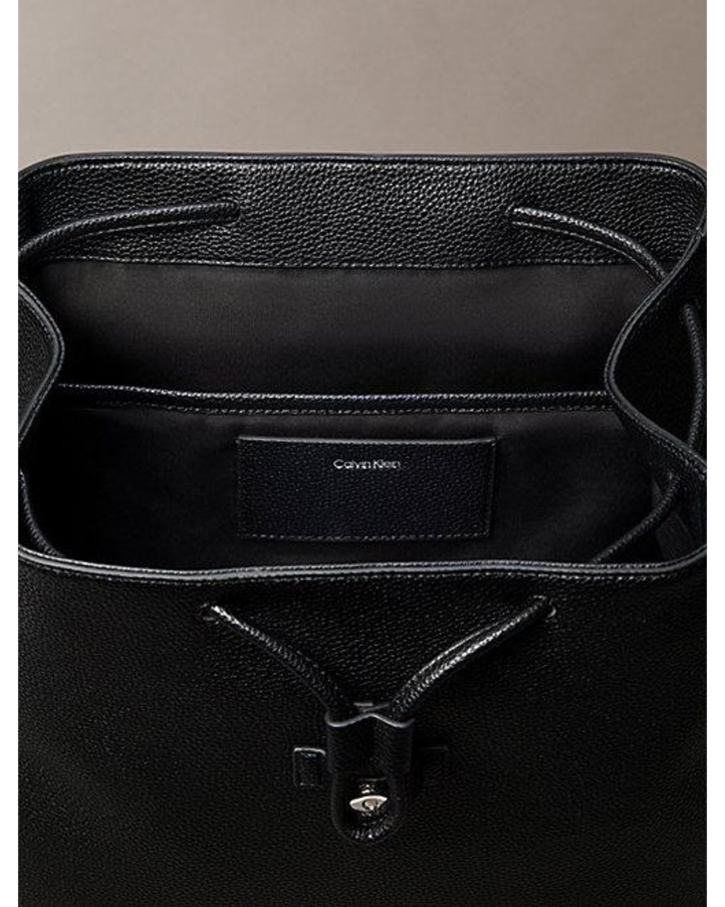 Calvin Klein Gray Emblem Logo Hardware Flap Backpack