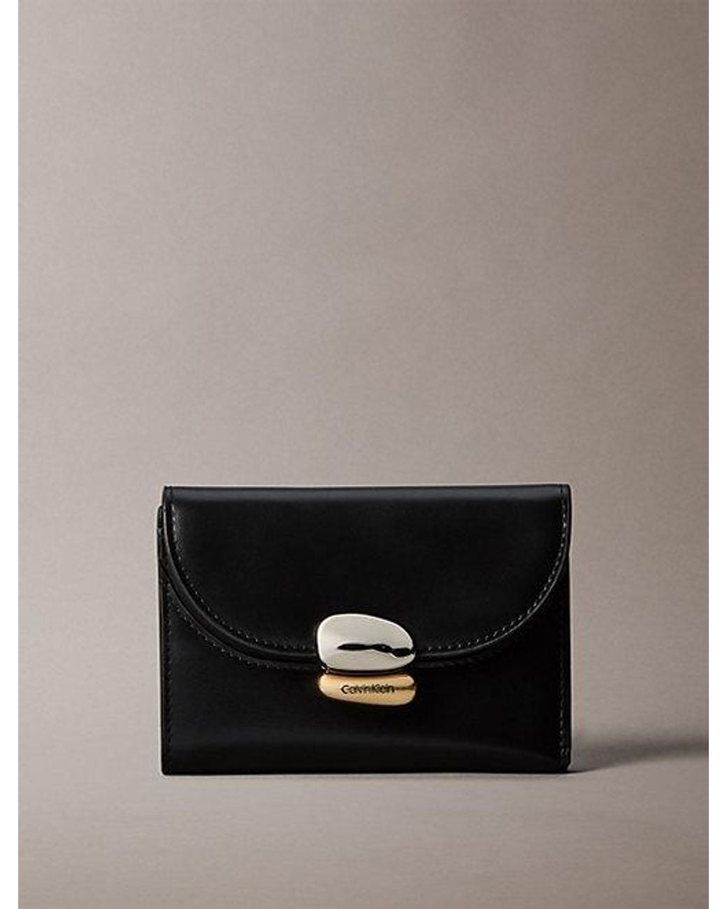 Calvin Klein Black Leather Sculptural Trifold Wallet