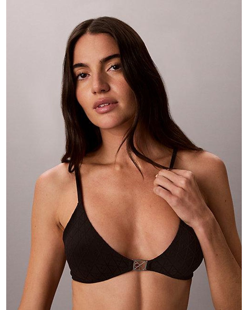 Calvin Klein Brown Unlined Triangle Bra Minimalist Emblem
