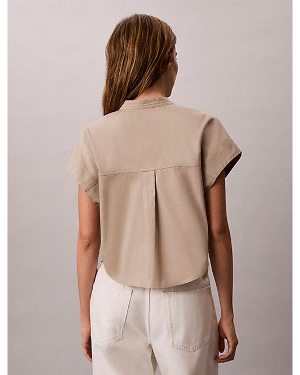 Calvin Klein Natural Jeans Boxy Cropped Short Sleeve Shirt