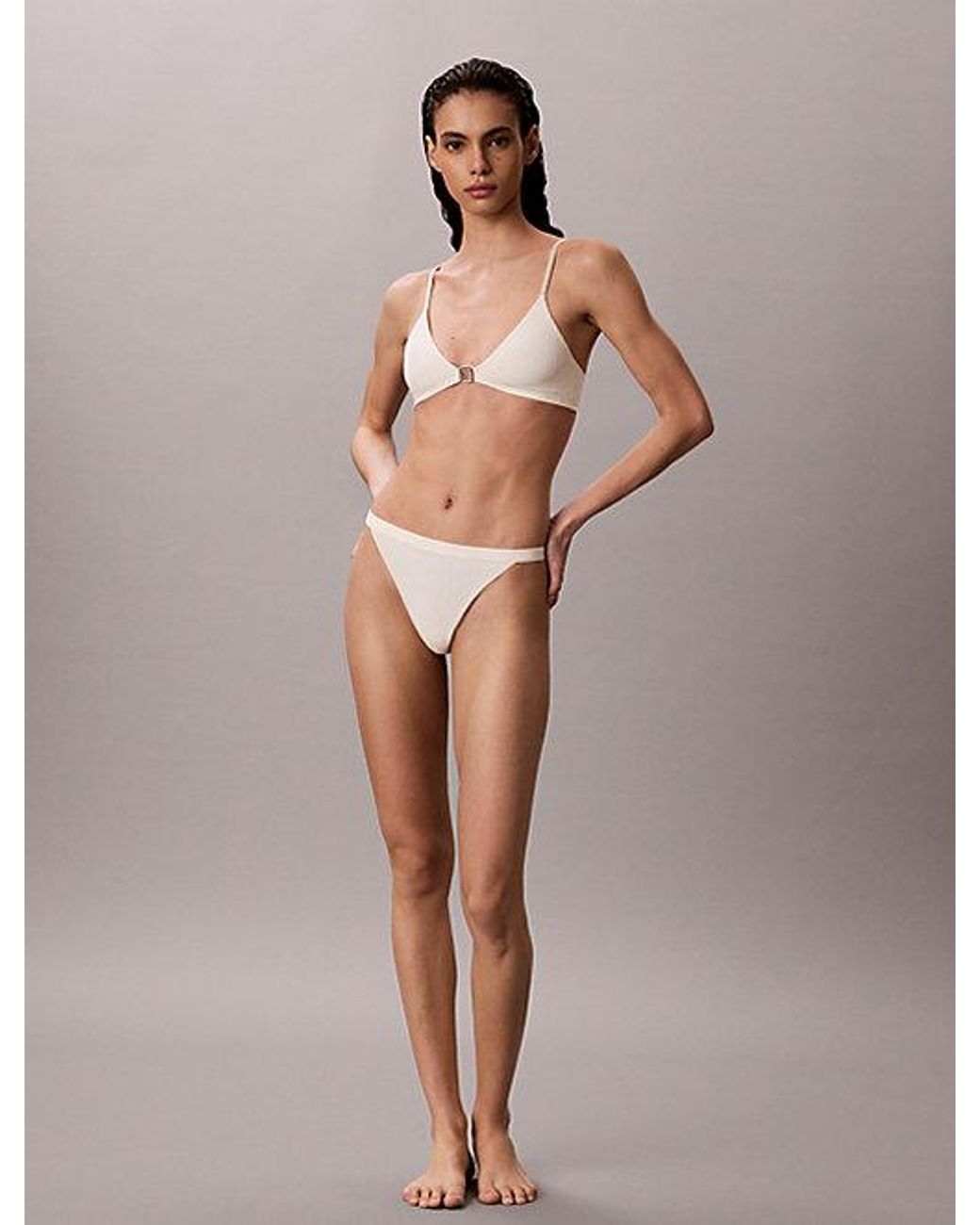 Calvin Klein Brown Unlined Triangle Bra Minimalist Emblem
