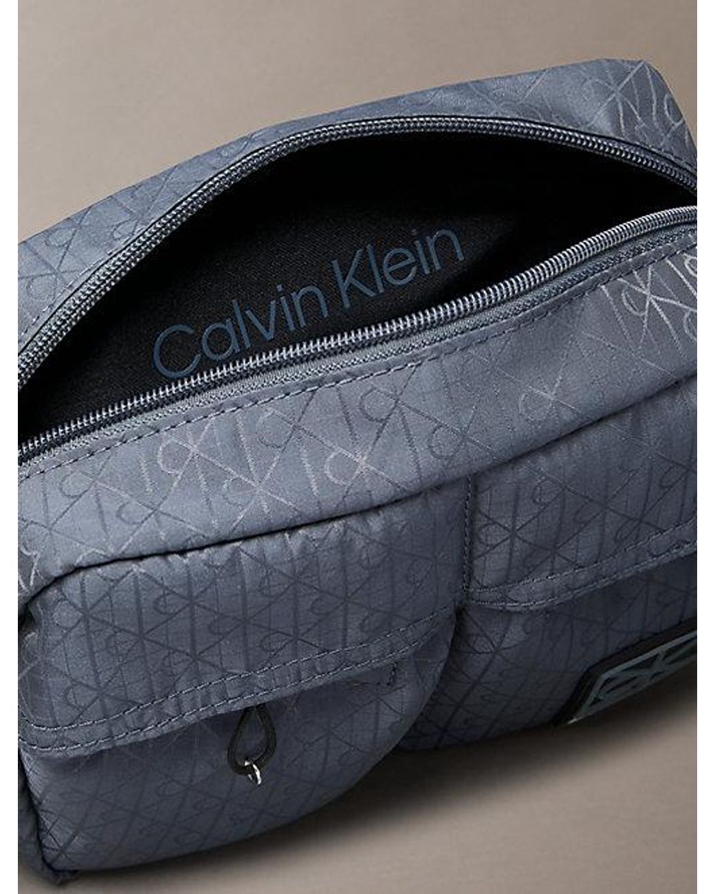 Calvin Klein Gray Water Repellent Ripstop Crossbody Camera Bag for men