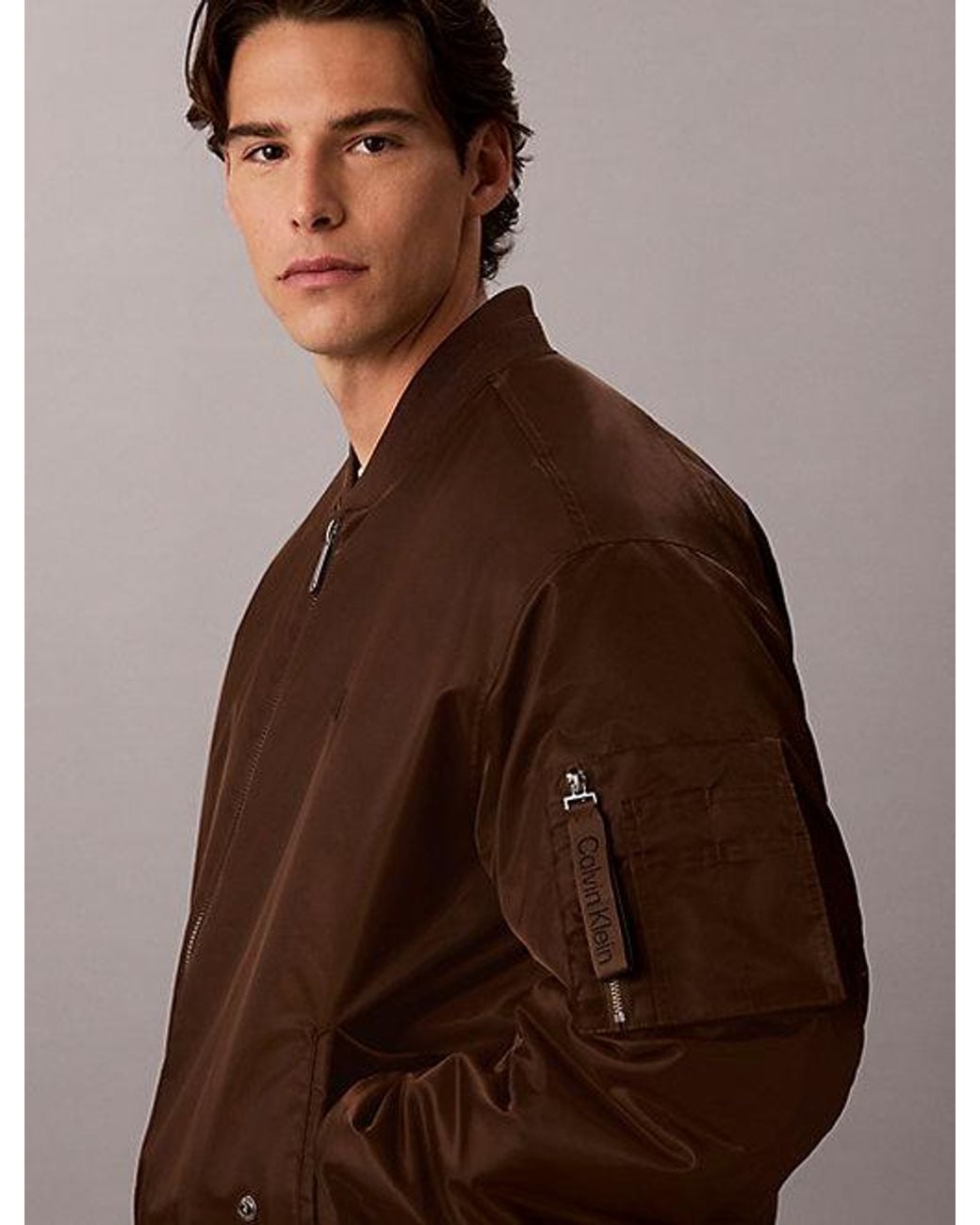 Calvin Klein Brown Jeans Nylon Bomber Jacket for men