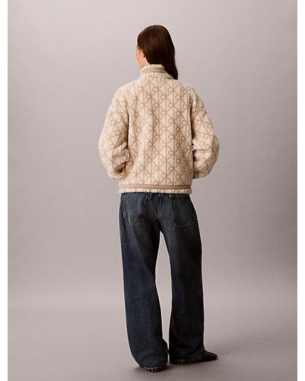 Calvin Klein Natural Jeans Sherpa Fleece Zip Up Jacket