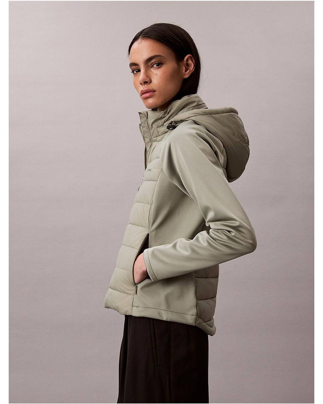 Calvin Klein Mixed Media Puffer Jacket | Lyst