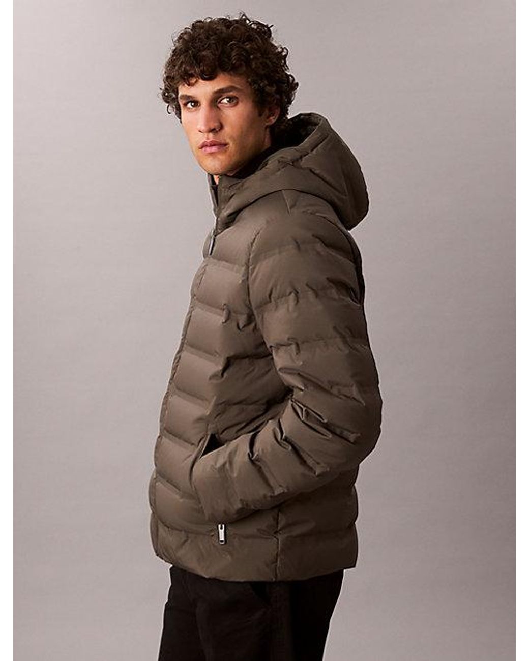 Calvin Klein Brown Packable Embossed Logo Quilted Puffer Jacket for men