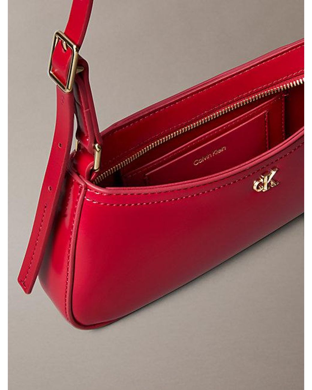Calvin Klein Red Small Monogram Logo Shoulder Bag