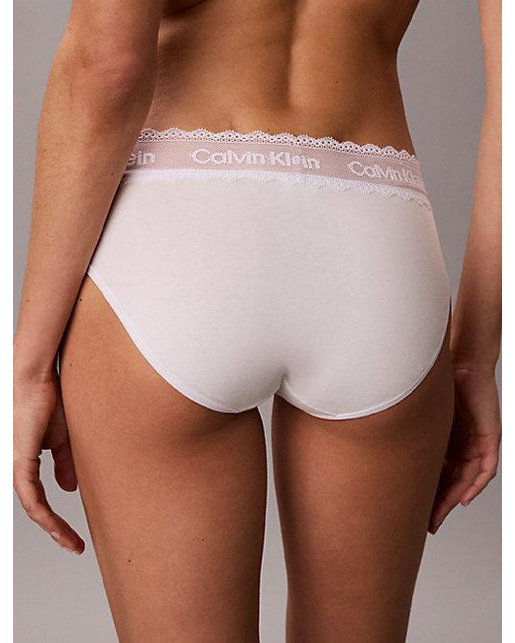 Calvin Klein White Bikini Briefs Cotton Lace