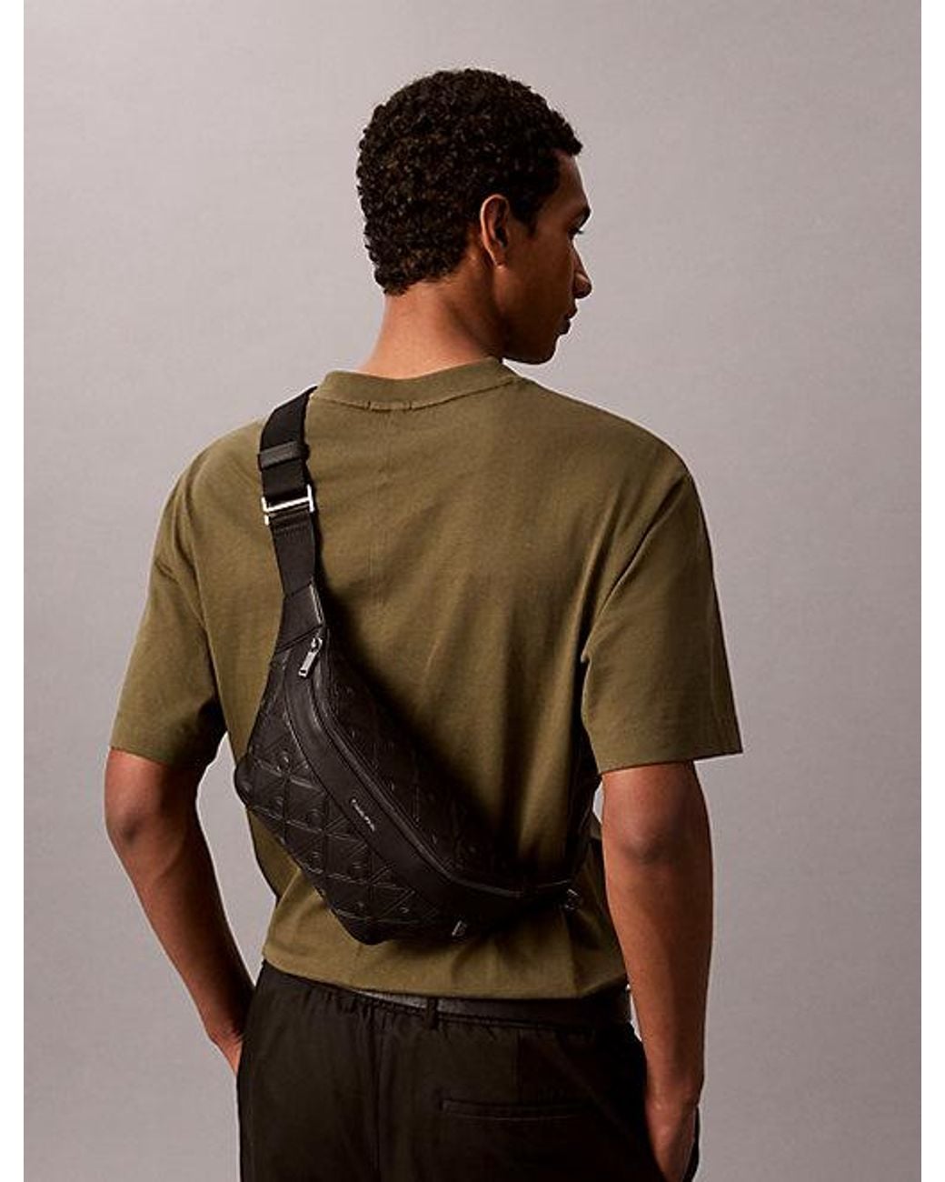 Calvin Klein Gray Embossed Emblem Logo Bum Bag for men