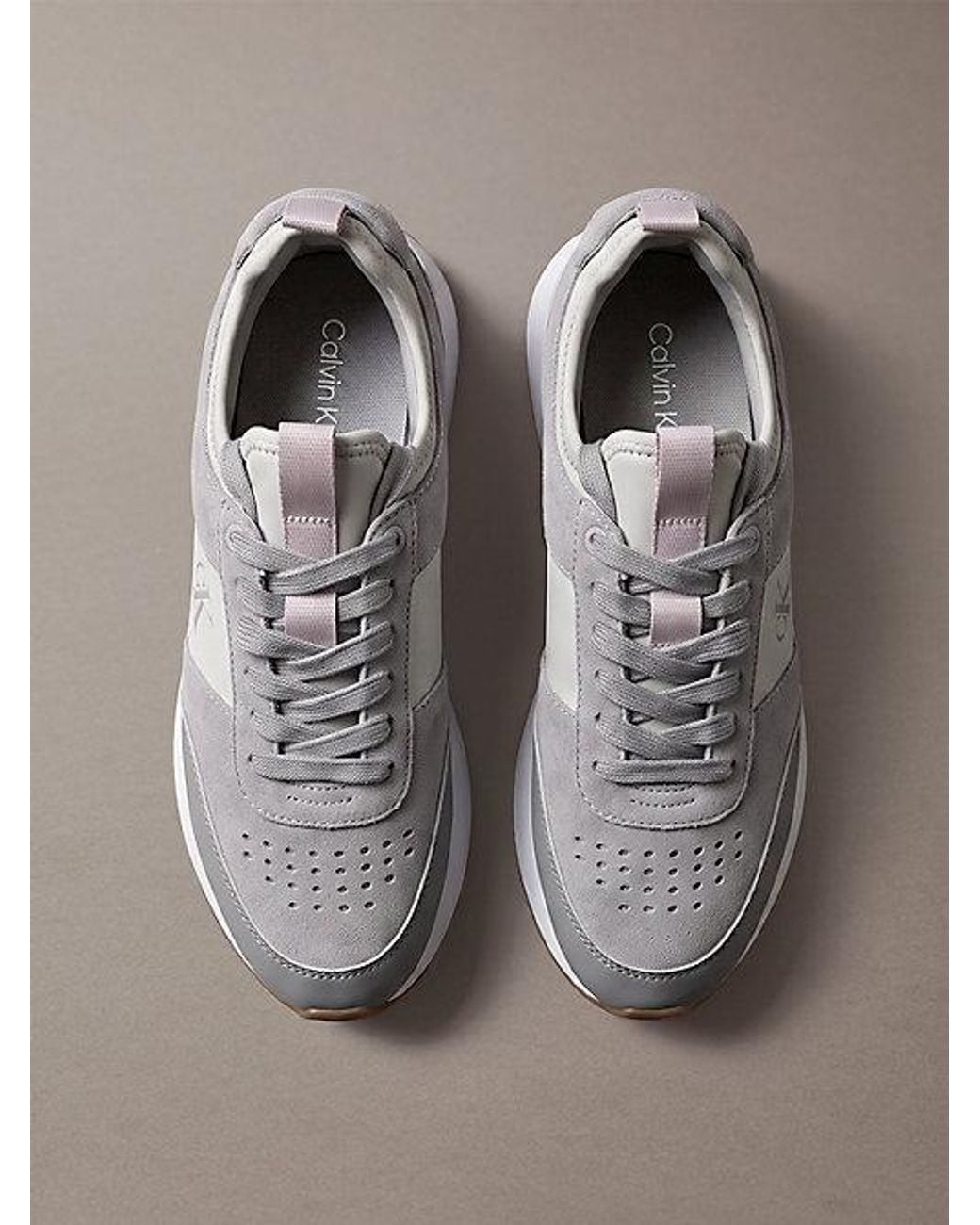 Calvin Klein Metallic Suede Signature Logo Runner Trainers