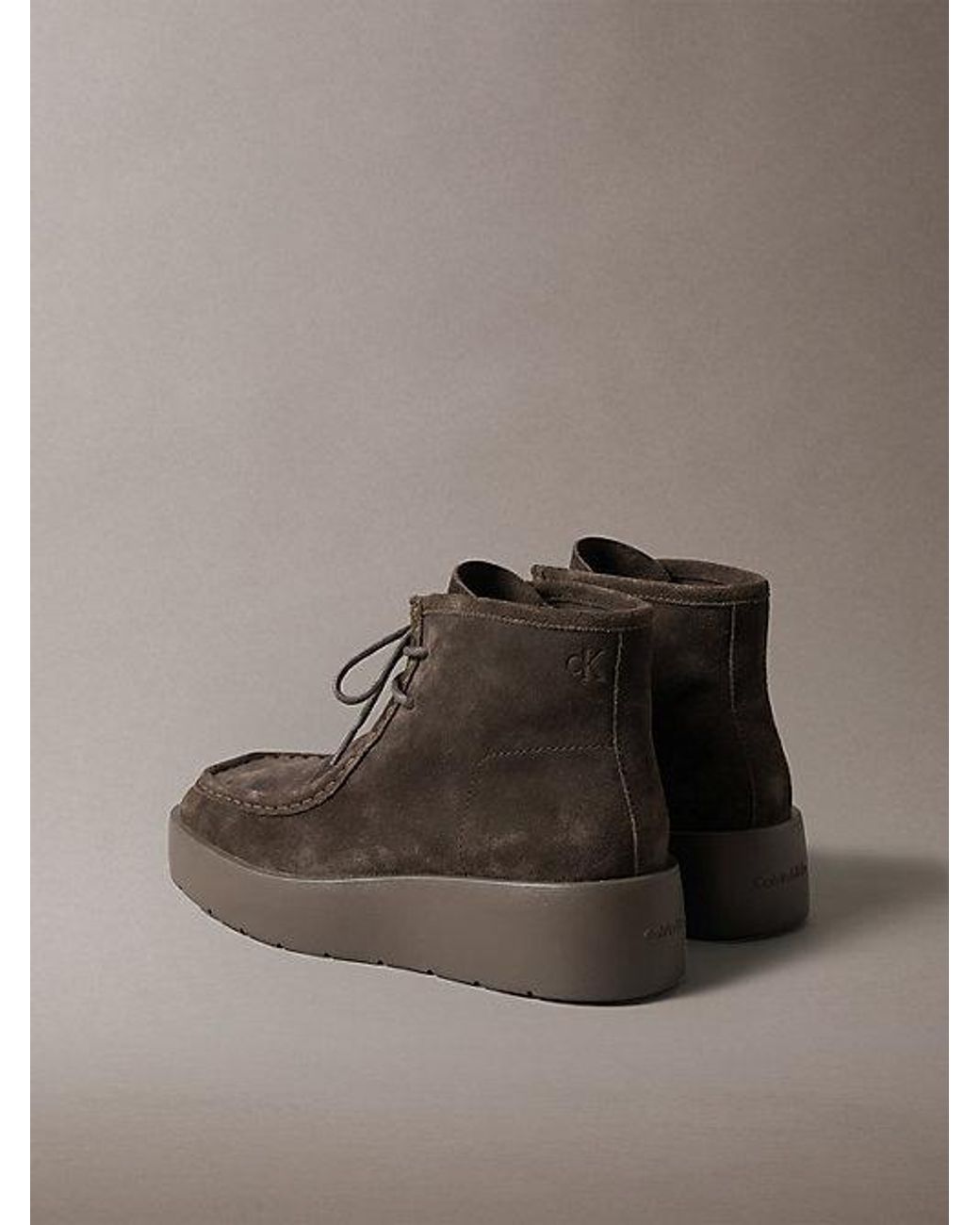 Calvin Klein Brown Suede Platform Desert Boots