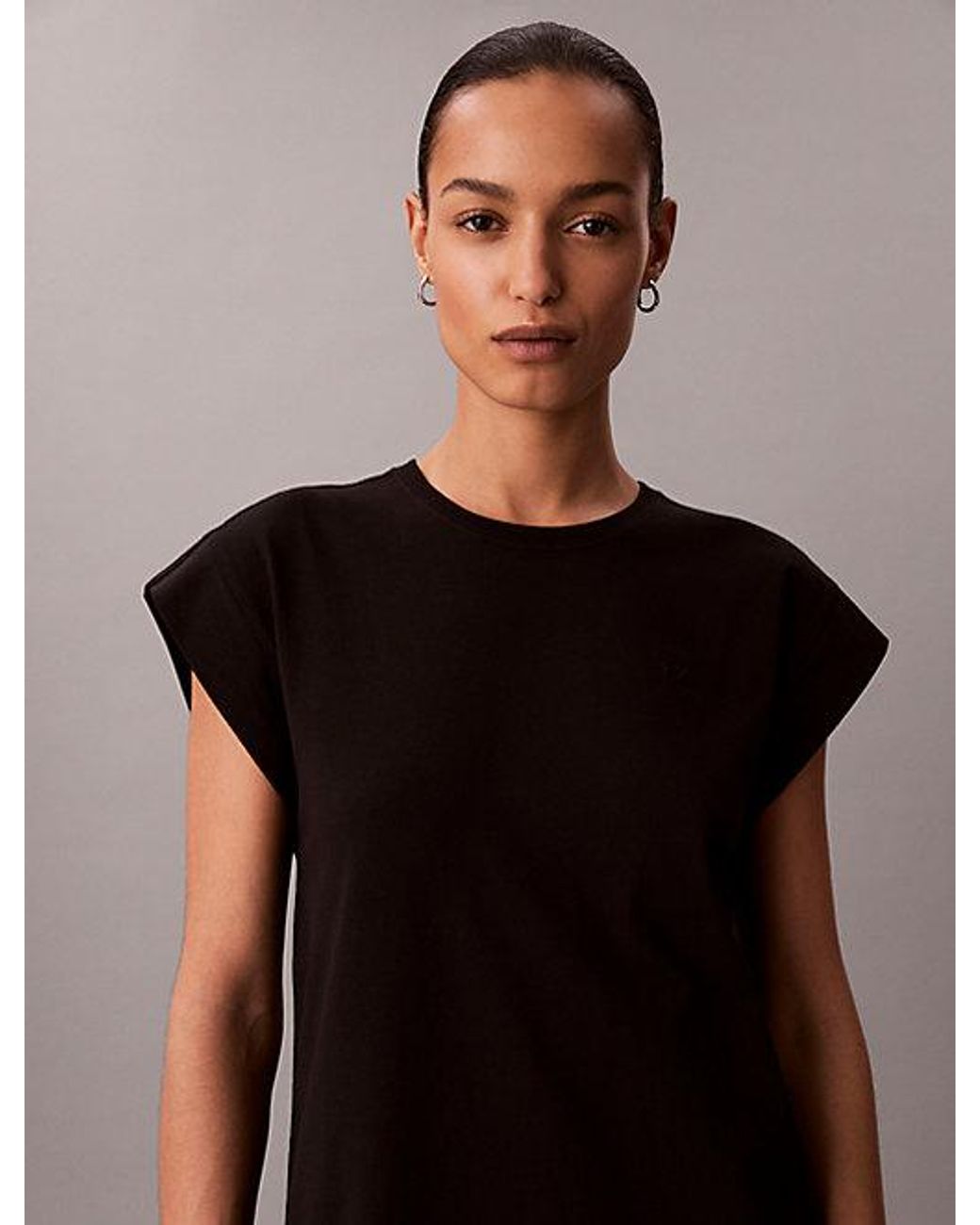 Calvin Klein Black Jeans Relaxed Cotton Jersey Midi Dress