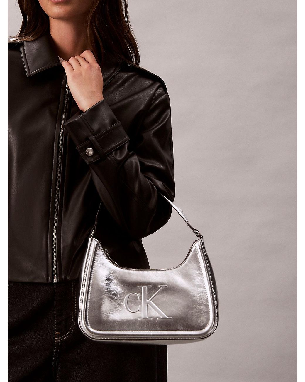 Borsa Da Spalla Con Monogramma di Calvin Klein in Gray