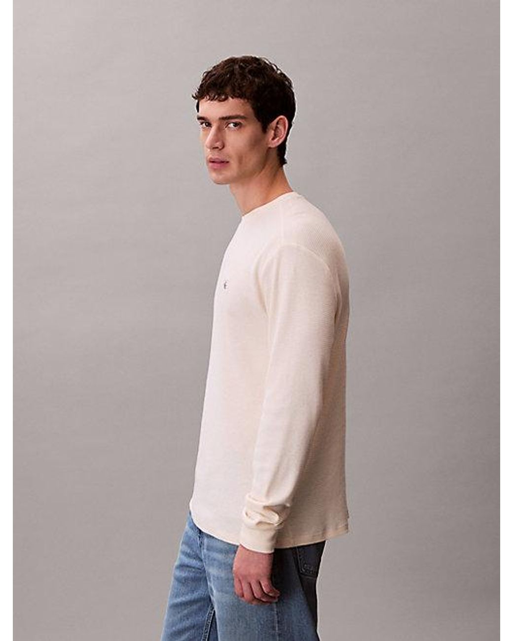 Calvin Klein Gray Jeans Long Sleeve Waffle T-Shirt for men
