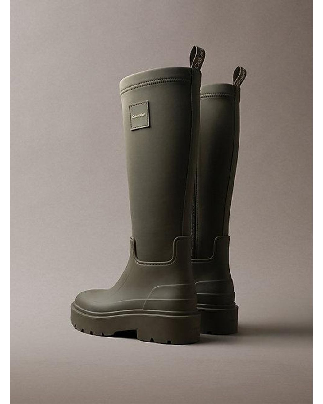 Calvin Klein Green Knee High Flexible Lug Sole Rainboots