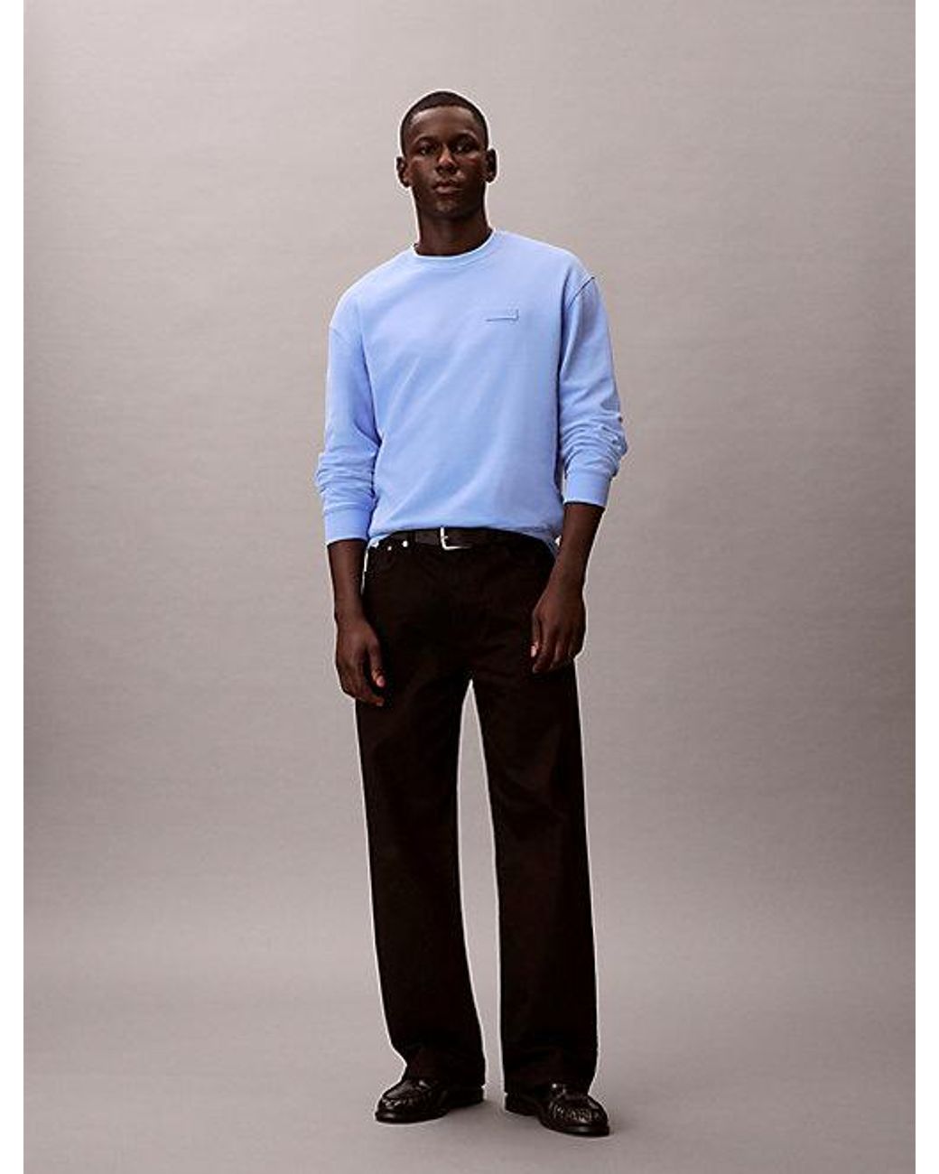 Calvin Klein Blue Jeans Cotton Terry Badge Sweatshirt for men