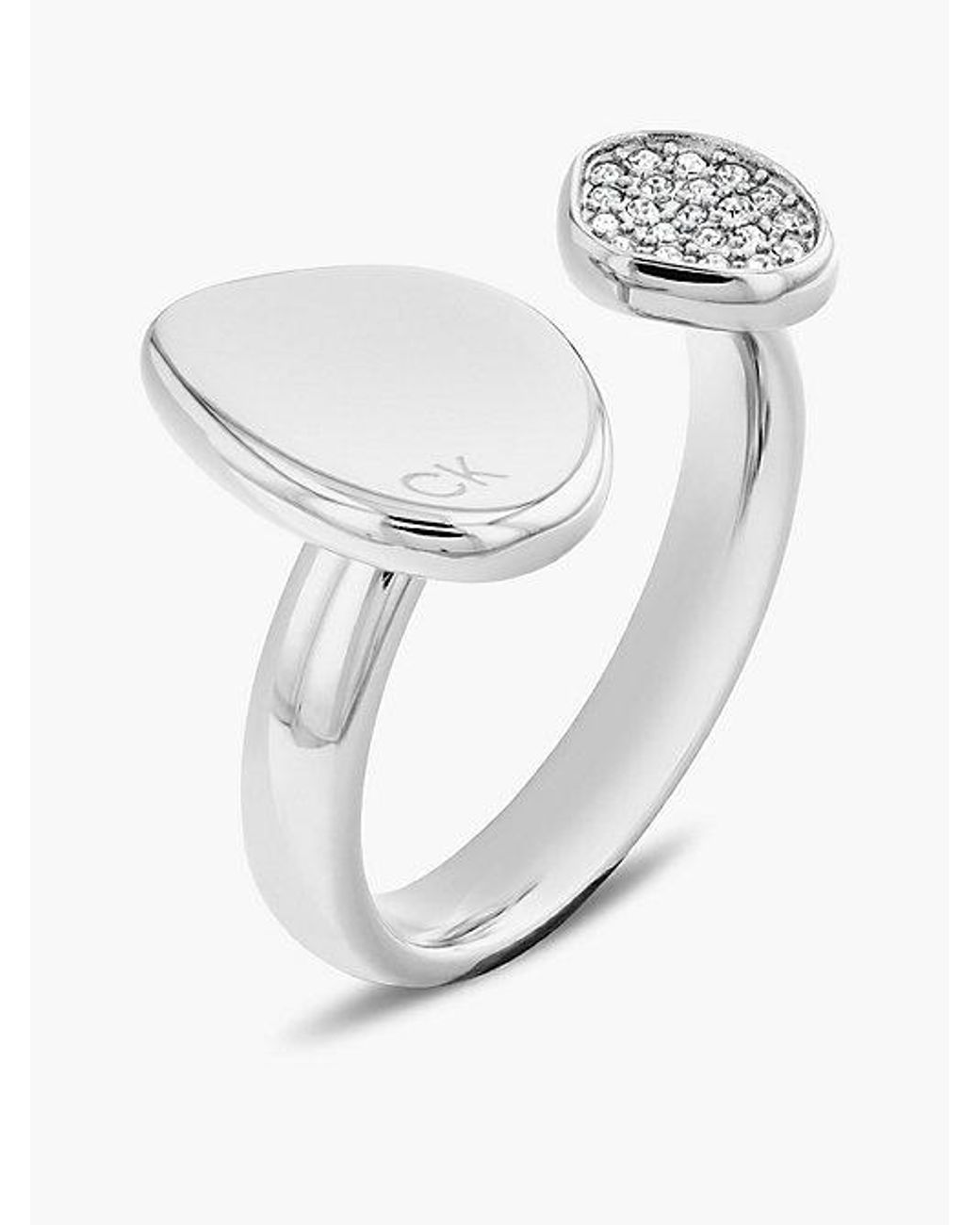 Calvin Klein White Offener Ring Mit Kristall