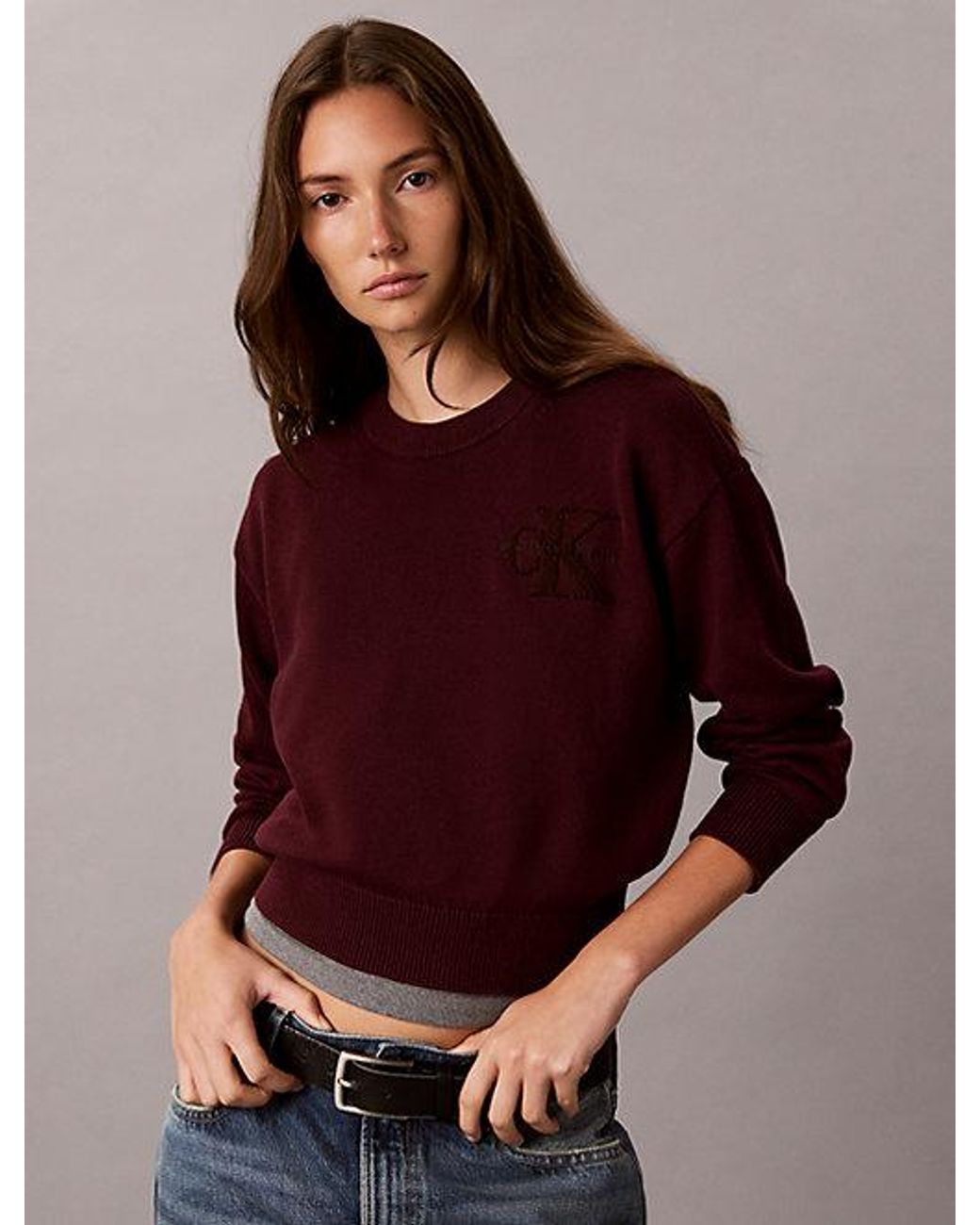 Calvin Klein Blue Jeans Cotton Knit Monogram Jumper