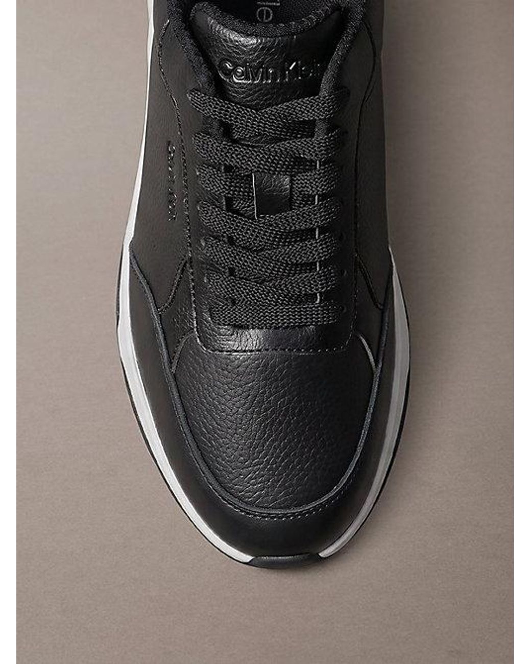 Calvin Klein Gray Leather Chunky Dad Trainers for men