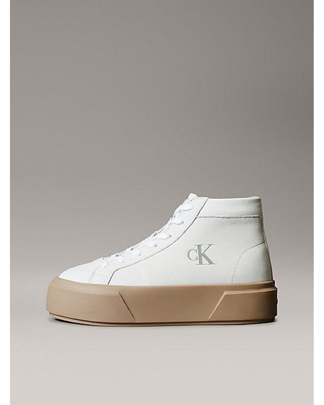Calvin Klein Metallic Leather Warm High-Top Platform Trainers